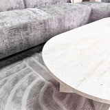 Table basse ovale aspect travertin Sabla - 119x60 
