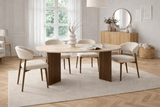 Table à manger ovale plateau travertin - mélamine noyer - 180x89,5x75 cm - Sota