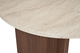 Table à manger ovale plateau travertin - mélamine noyer - 180x89,5x75 cm - Sota