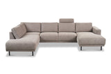 Moderne U-Bank Hoekbank Links Taupe Stof Aniko 310x197x78 cm