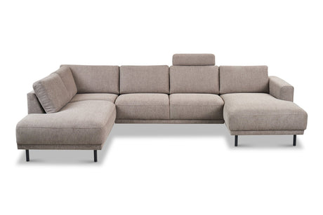 Moderne U-Bank Hoekbank Links Taupe Stof Aniko 310x197x78 cm