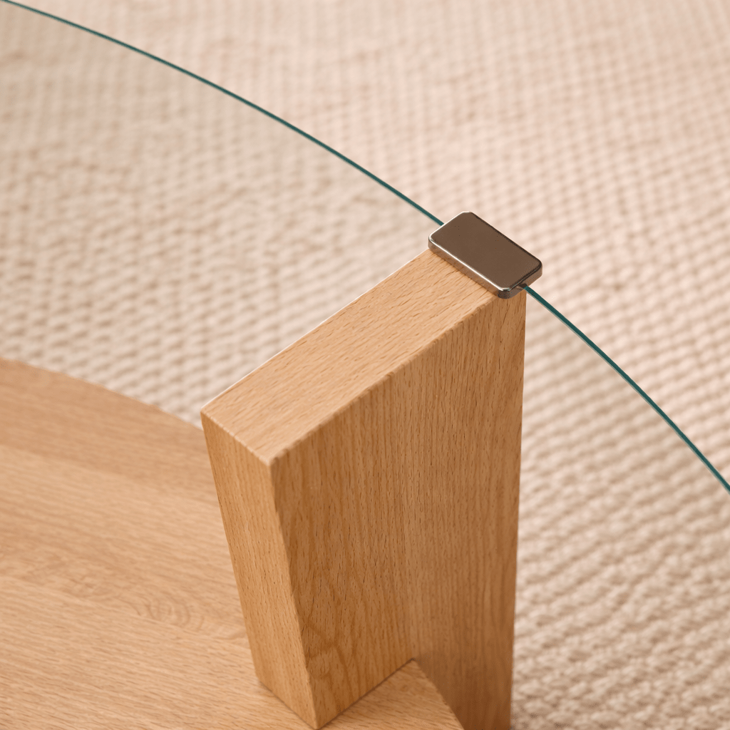 Table basse Cairo ronde Ø75 cm Châtaignier saphir - Verre 75x75x40 cm 