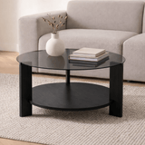 Table basse Cairo ronde Ø75 cm noir - Verre fumé 75x75 cm 