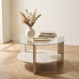 Table basse Cairo Rond Ø75 cm en travertin - Verre 75x75x40 cm 
