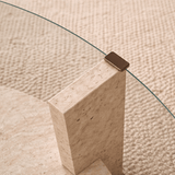 Table basse Cairo Rond Ø75 cm en travertin - Verre 75x75x40 cm 