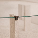 Table basse Cairo Rond Ø75 cm en travertin - Verre 75x75x40 cm 