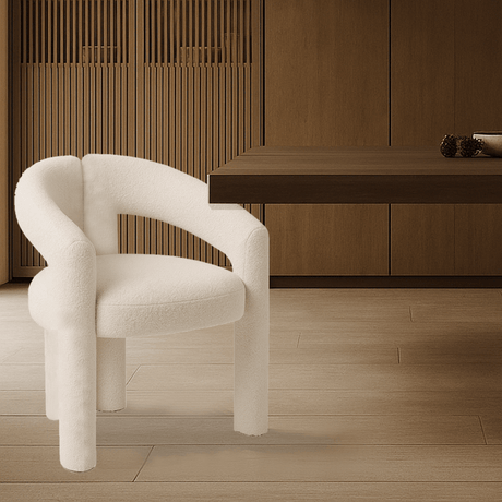 Chaise de salle à manger Ivoire Bouclé Maro - Tissu complet 