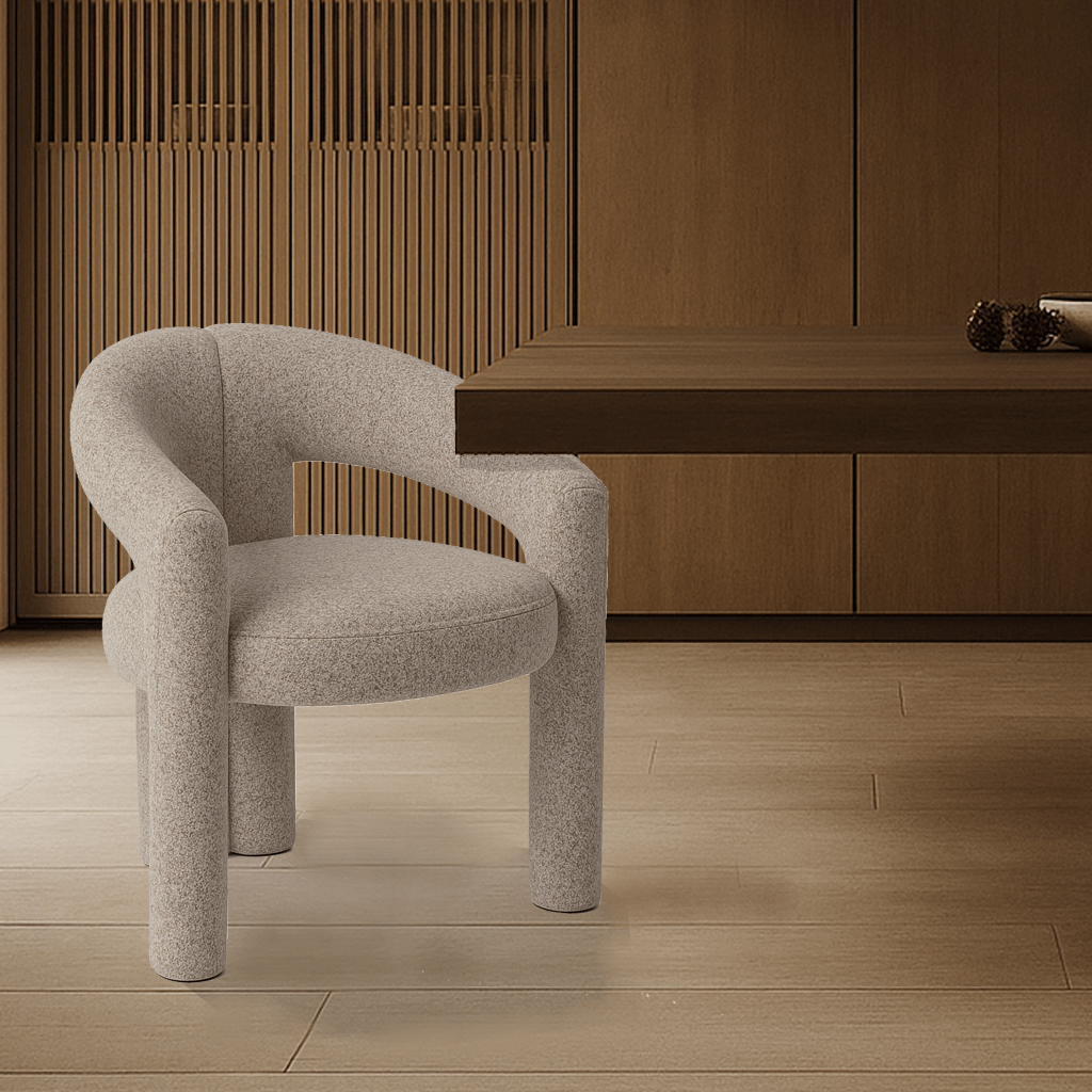 Chaise de salle à manger couleur sable Bouclé Maro - Tissu complet 