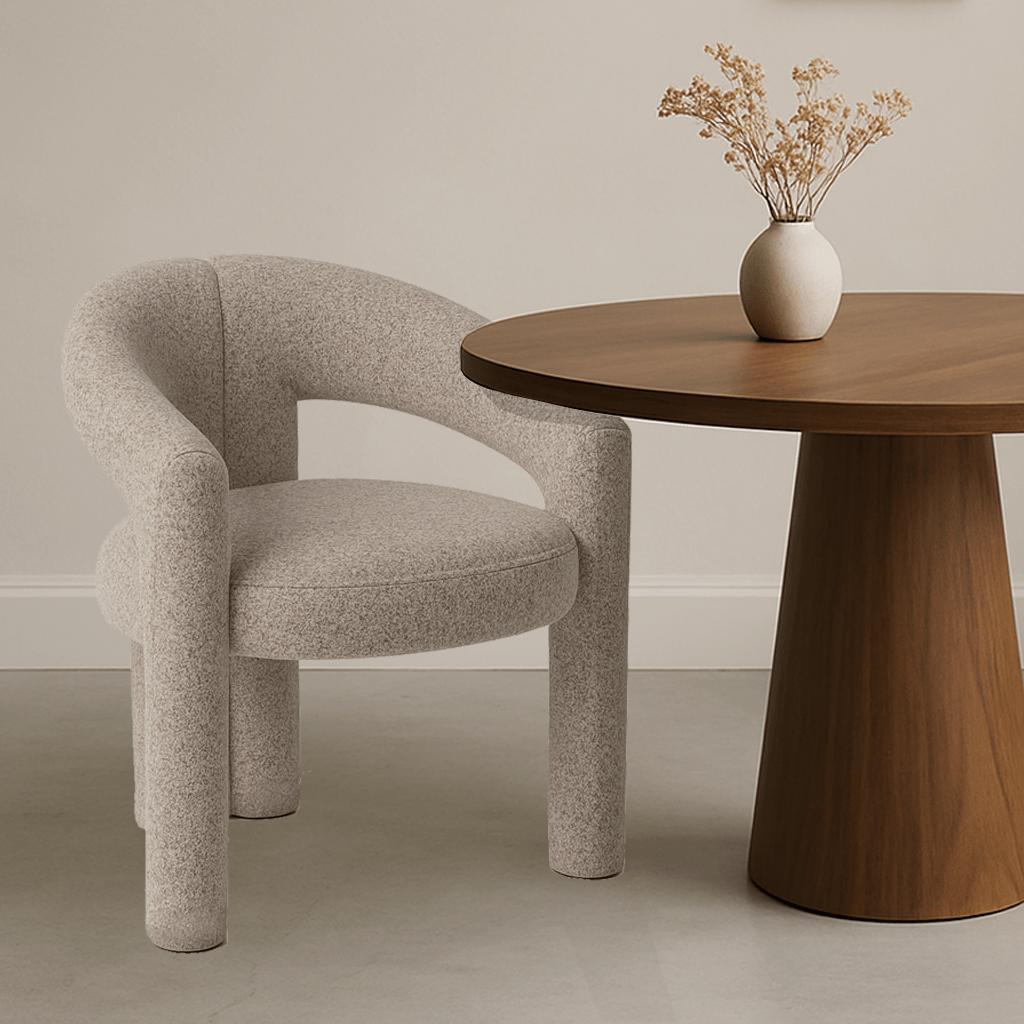 Chaise de salle à manger couleur sable Bouclé Maro - Tissu complet 