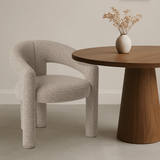 Chaise de salle à manger couleur sable Bouclé Maro - Tissu complet 