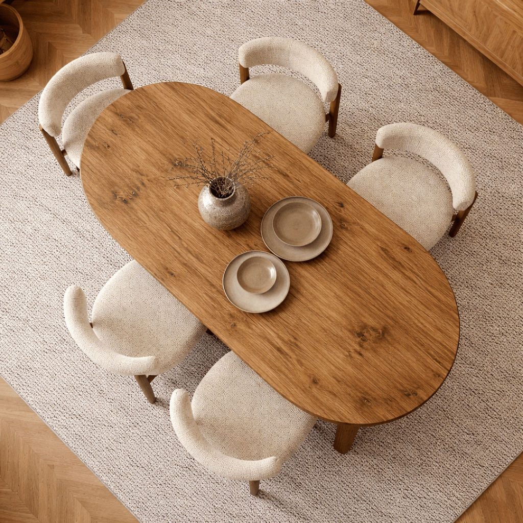 Ovale eettafel Grenen melamine - Japandi -  200x89,5x75 cm - Sota