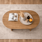 Salontafels - Salontafel eiken melamine boogvorm Koda 119x60 cm - Dimehouse