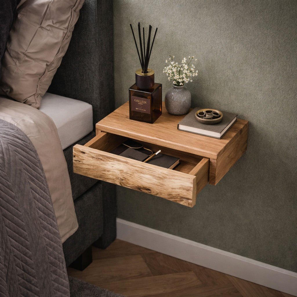 Ensemble de 2 Tables de Nuit Suspendues en Bois d'Acacia Freya Petit 