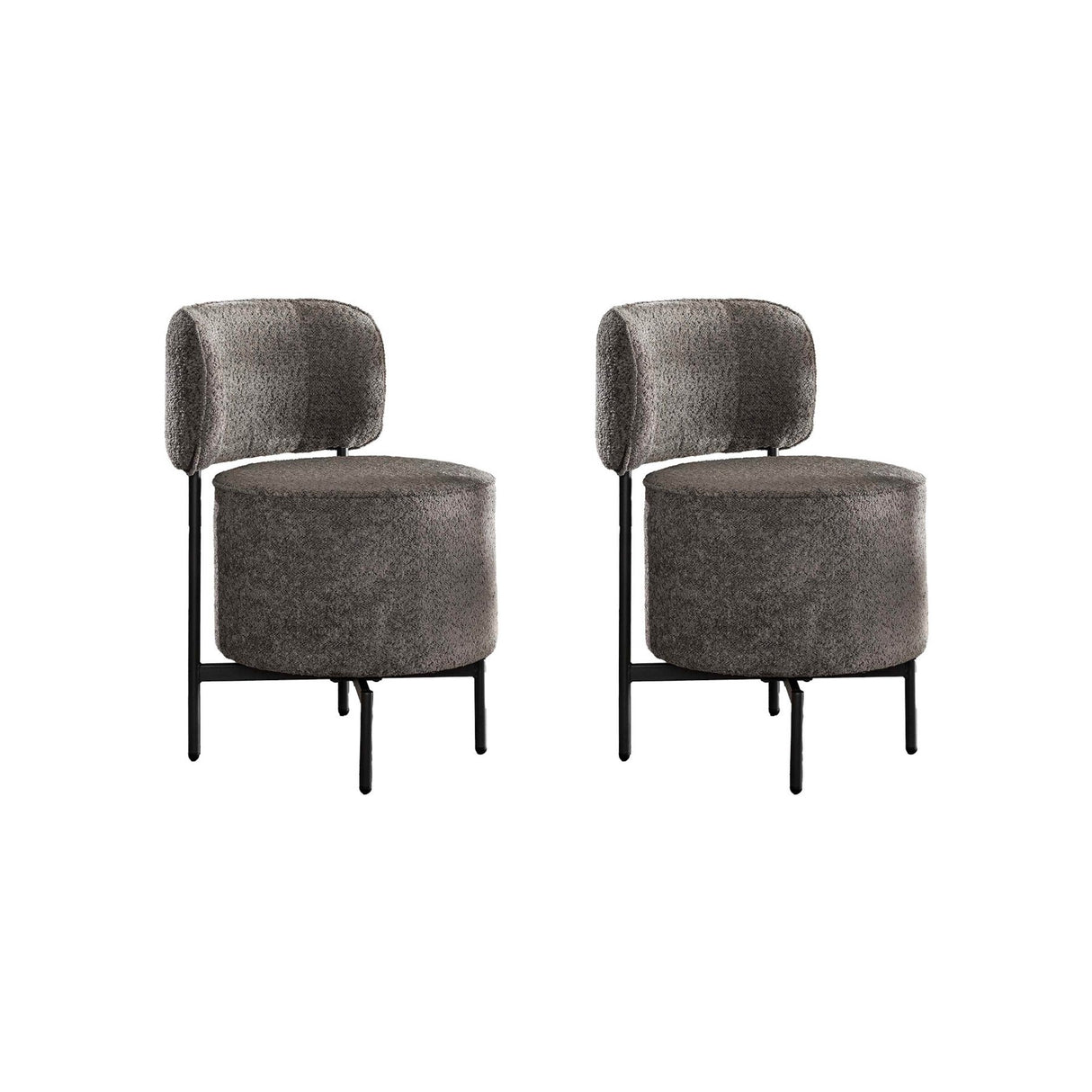 Ensemble de 2 fauteuils de salle à manger Dante bouclé gris pivotants 