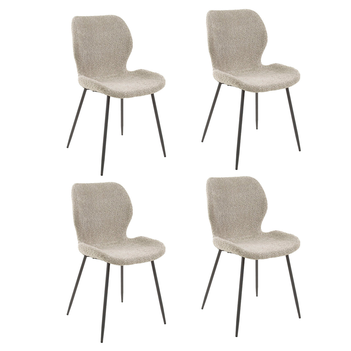 Ensemble de 4 chaises de salle à manger Argo Bouclé sable 