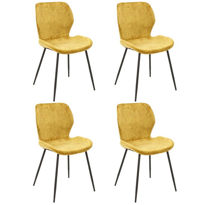 Lot de 4 chaises de salle à manger Argo Velours or 