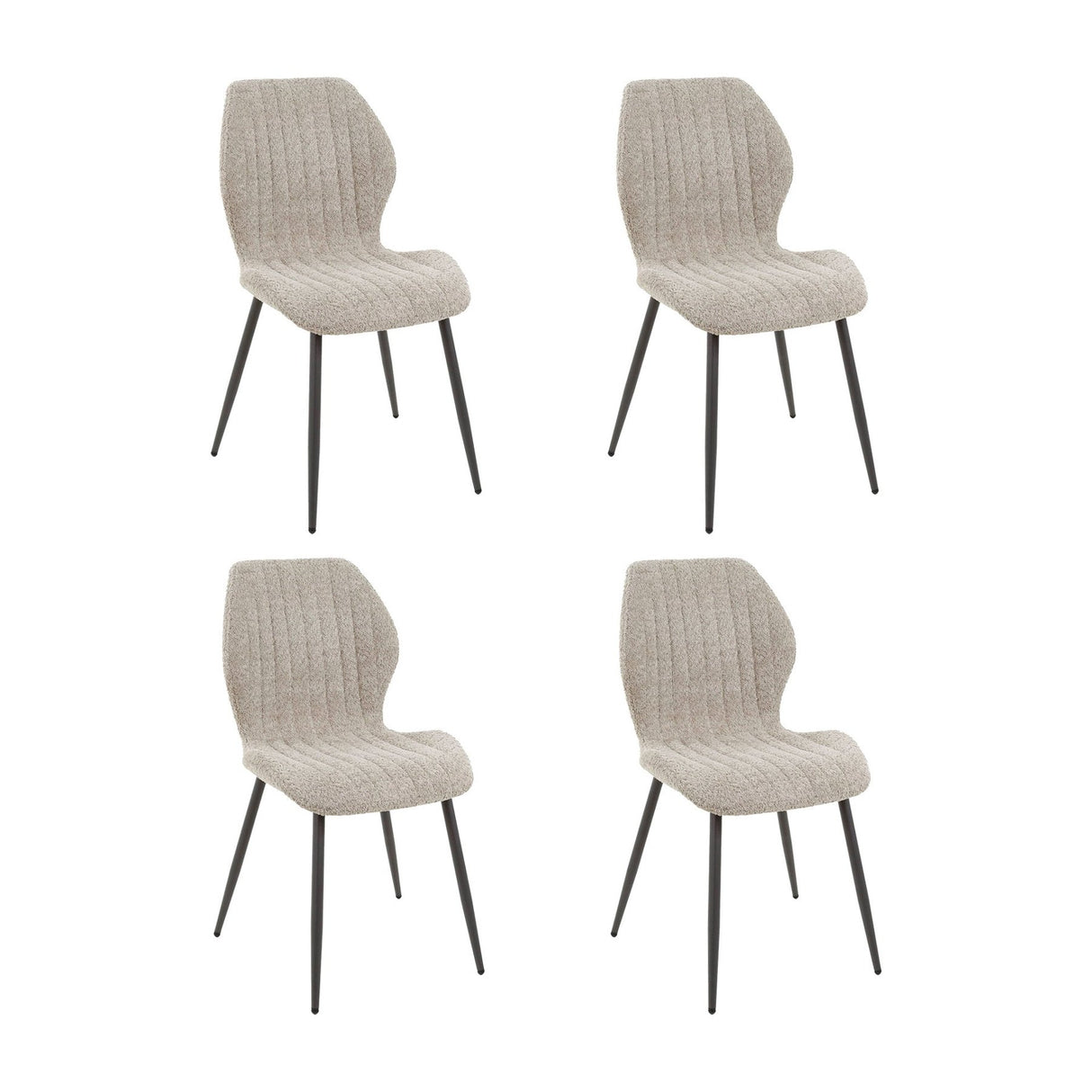 Ensemble de 4 chaises de salle à manger Luna Bouclé Sable 