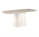Table à manger en travertin aspect marbre en pierre frittée Lea 180x90 cm - Ovale danois