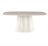 Table à manger en travertin aspect marbre en pierre frittée Lea 180x90 cm - Ovale danois