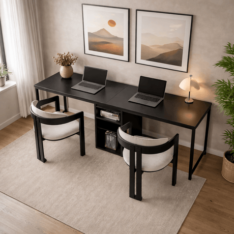 Bureau anthracite et noir - 240x60 cm - Mélamine - Twin