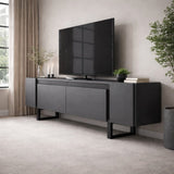 Meuble TV Anthracite Yildiz 180x50x30 - Cadre Noir