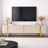 Meuble TV en mélamine beige avec cadre en bois Fouden Blitz 50x180x29,5 cm 