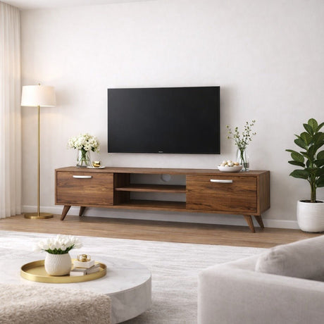 Meubles de télévision corfu noix mélamine 180x48.6x35 cm