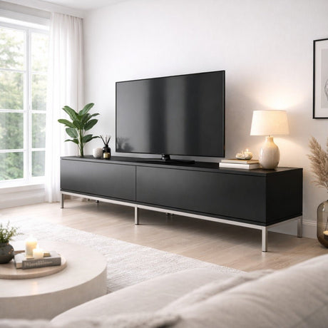 Meubles de télévision Lord Black Silver Mélamine 180x47x30 cm