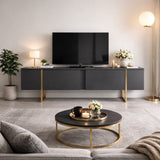 Meubles de télévision luxe anthracite or mélamine 180x50x30 cm