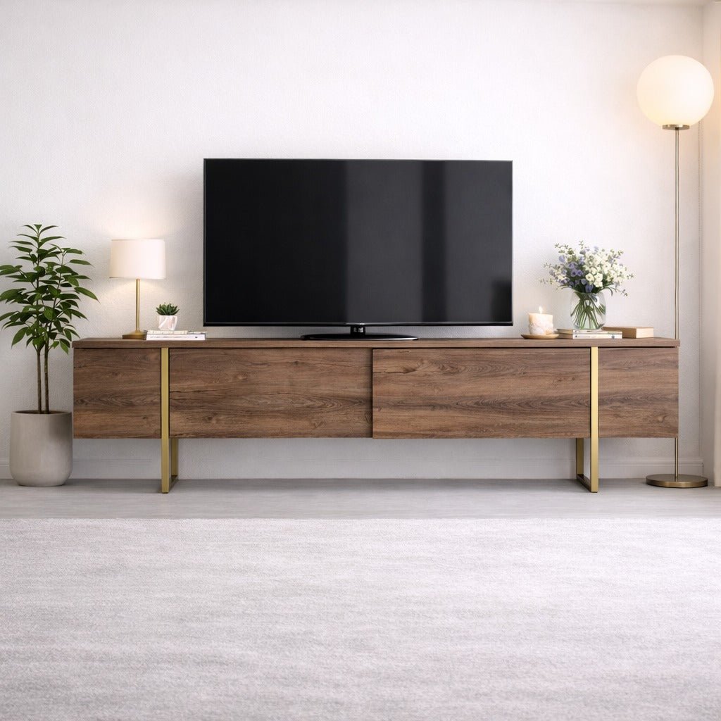 Meubles de télévision de luxe en or mélamine 180x50x30 cm