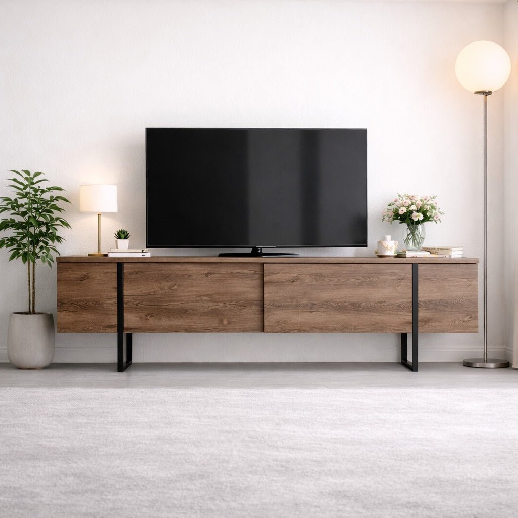 Meubles de télévision de luxe en noyer noir 180x50x30 cm