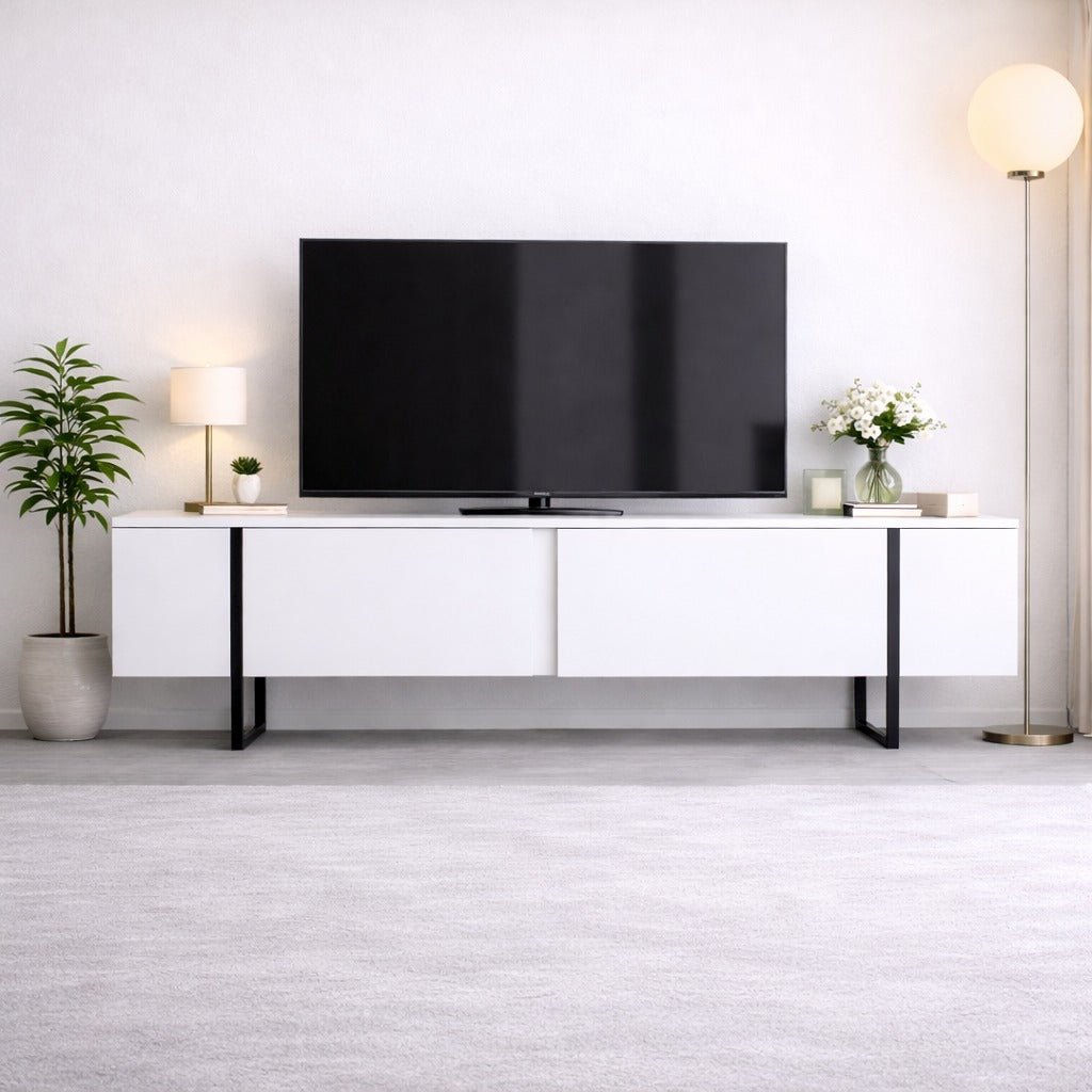 Meubles télévisés de luxe blanc noir mélamine 180x50x30 cm