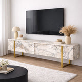 Meuble TV en marbre mélaminé avec cadre doré Blitz 50x180x29,5 cm 