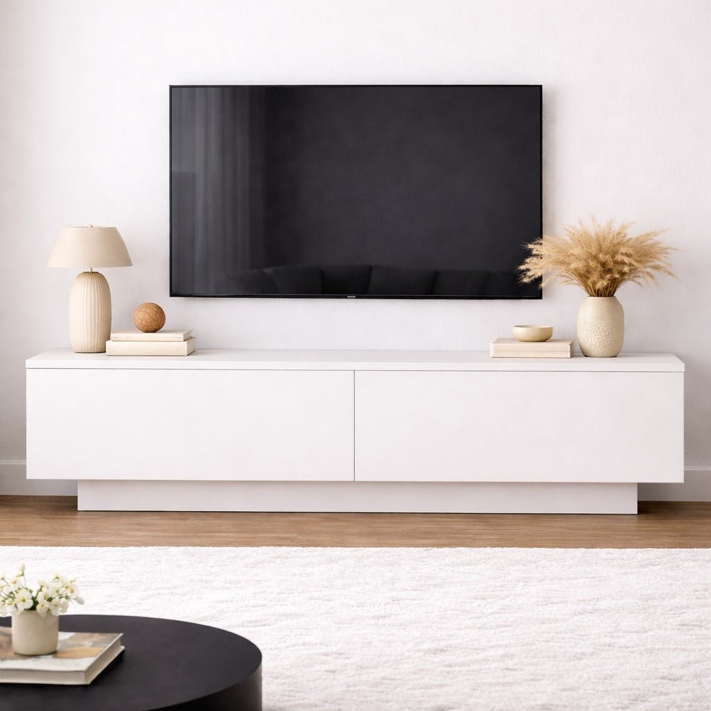 TV Meubels - TV Meubel Merida Wit Melamine 140x38,2x35,5 cm - Dimehouse