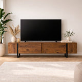 Meuble TV Naturel en Mélamine Cadre Noir Blitz 50x180x29,5 cm 