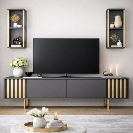 Ensemble de meubles télévisés Gold Ligne anthracite Black Mélamine 180x48x30 cm