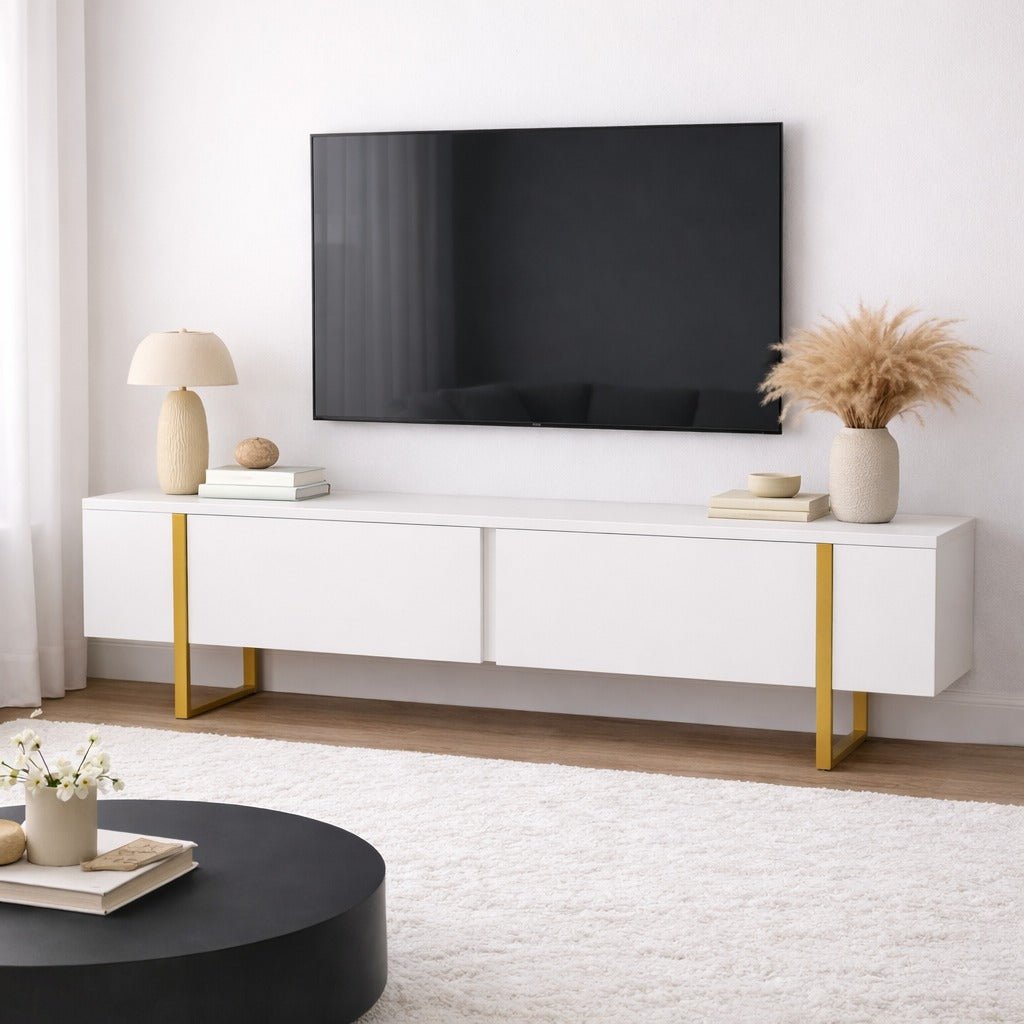 Meuble TV blanc en mélamine Blitz 50x180x29,5 cm 