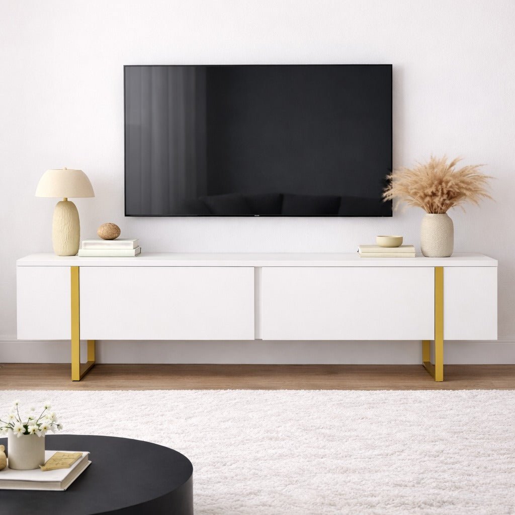 Meuble TV blanc en mélamine Blitz 50x180x29,5 cm 