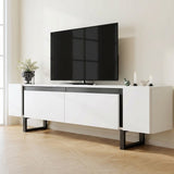Meuble TV Yildiz blanc 180x50x30 - Cadre noir