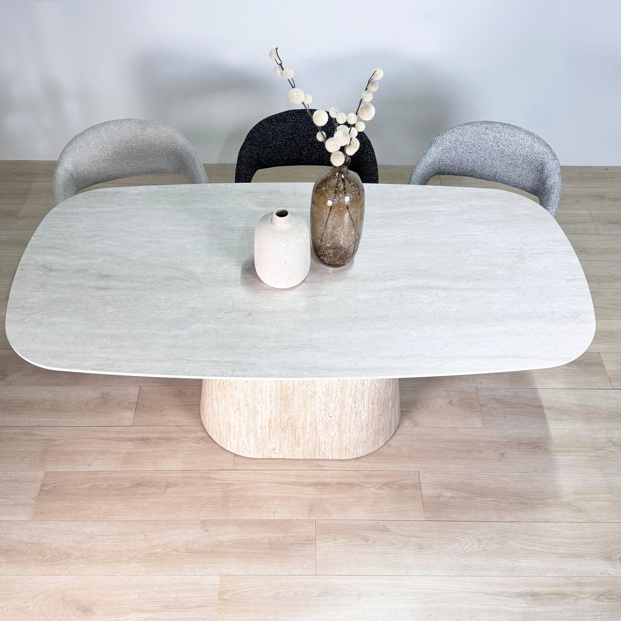 Chaise de salle à manger Set de 4 Bouclés Beige Lisa - Cadre Noir 