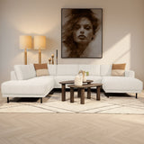 Canapé d'angle moderne U-Bank à gauche en tissu beige Aniko 310x197x78 cm 