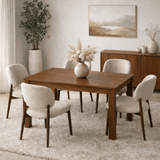 Table à manger extensible noyer mélamine – Japandi – 130 – 170 cm – Otis