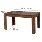 Table à manger extensible noyer mélamine – Japandi – 130 – 170 cm – Otis