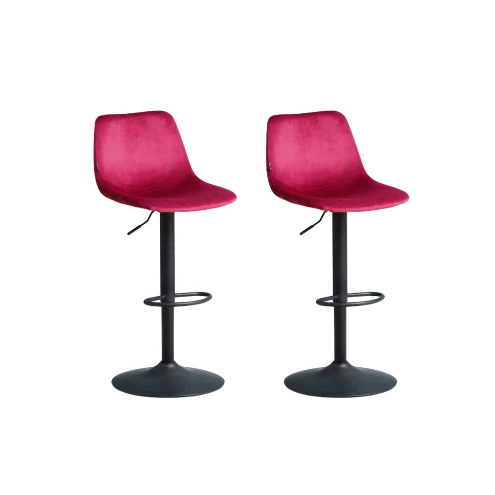 Lot de 2 tabourets de bar Nora velours rose pivotant