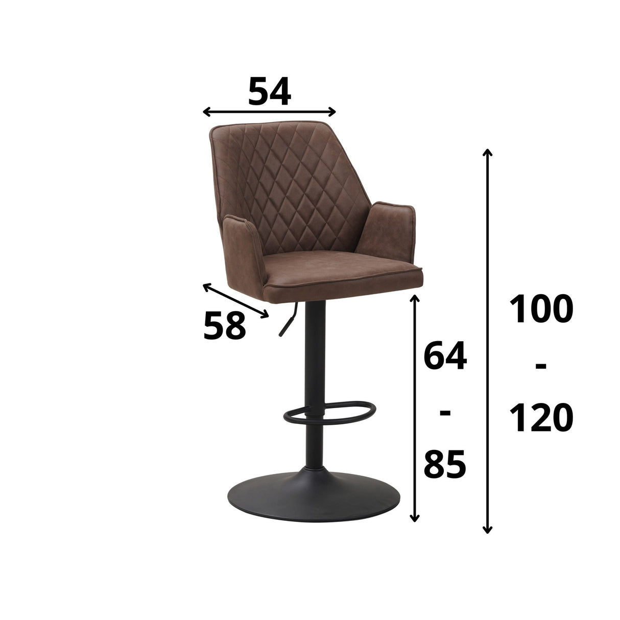 Novan Tabouret De Bar Industriel Brun