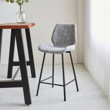 Beau Tabouret De Bar Industriel Chenille Gris