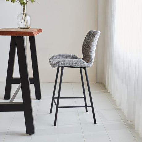 Beau Tabouret De Bar Industriel Chenille Gris