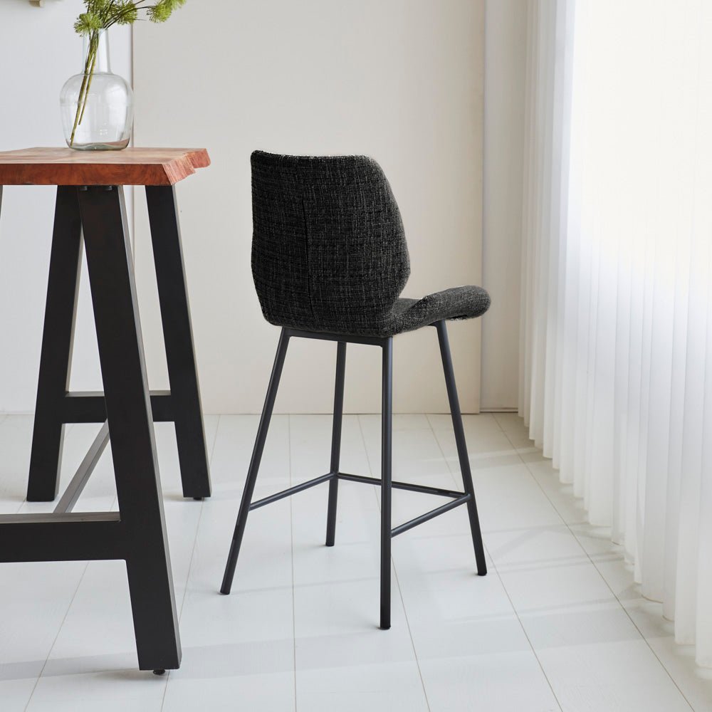 Beau Tabouret De Bar Industriel Chenille Noir