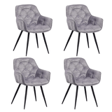 AUDREY Chaise de salle à manger avec accoudoir en velours gris