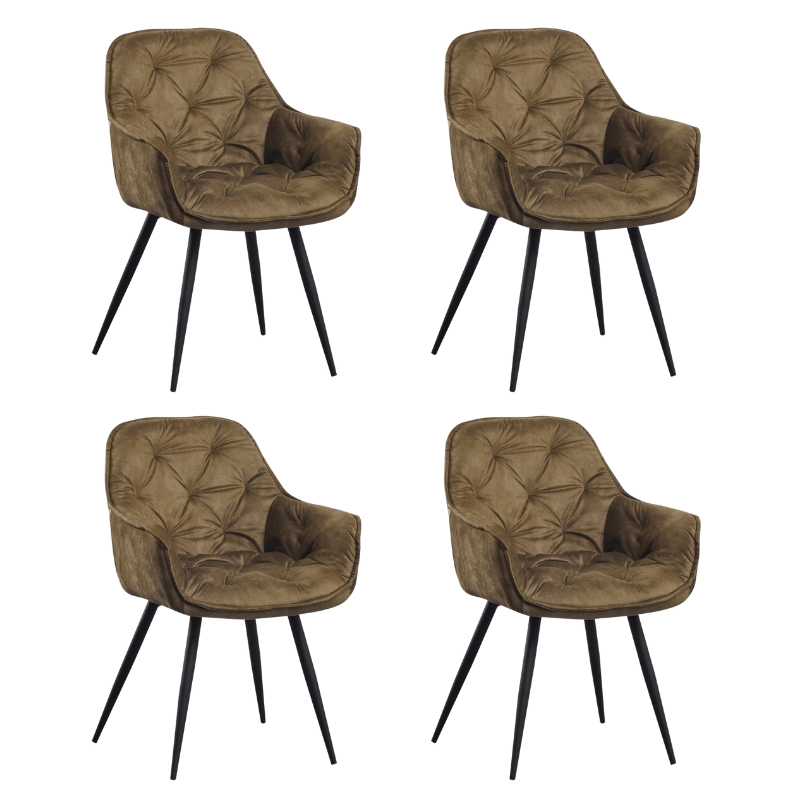 AUDREY Chaise de salle à manger avec accoudoir en velours vert